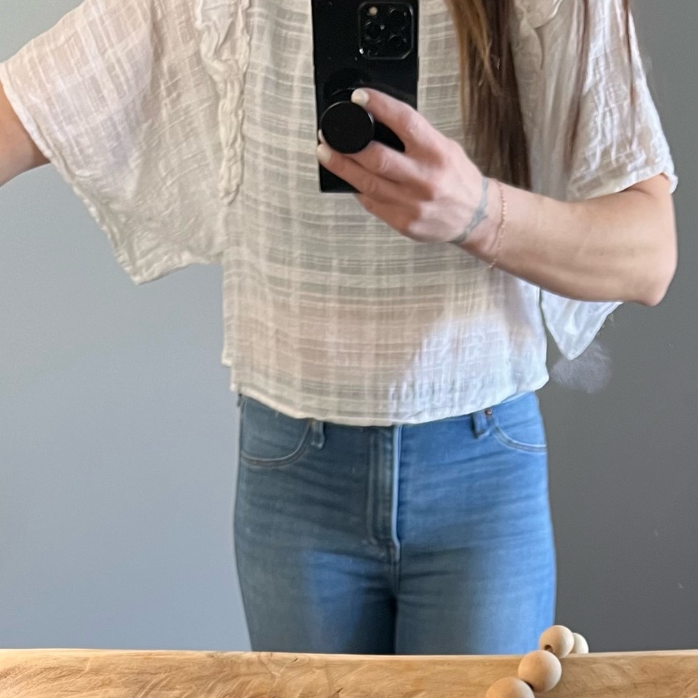 White Ruffled Women's Top